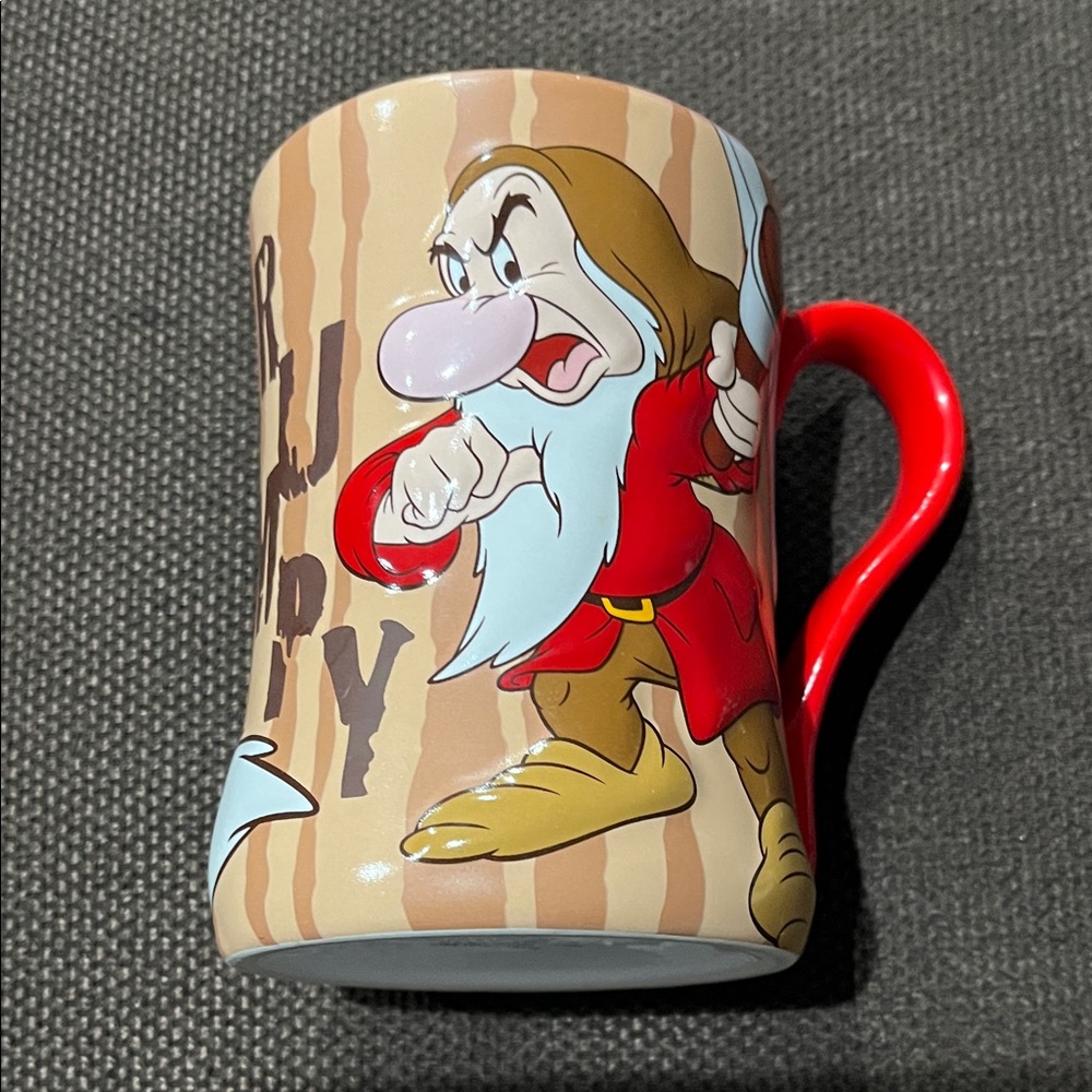 Grumpy Character Mug with Red Handle